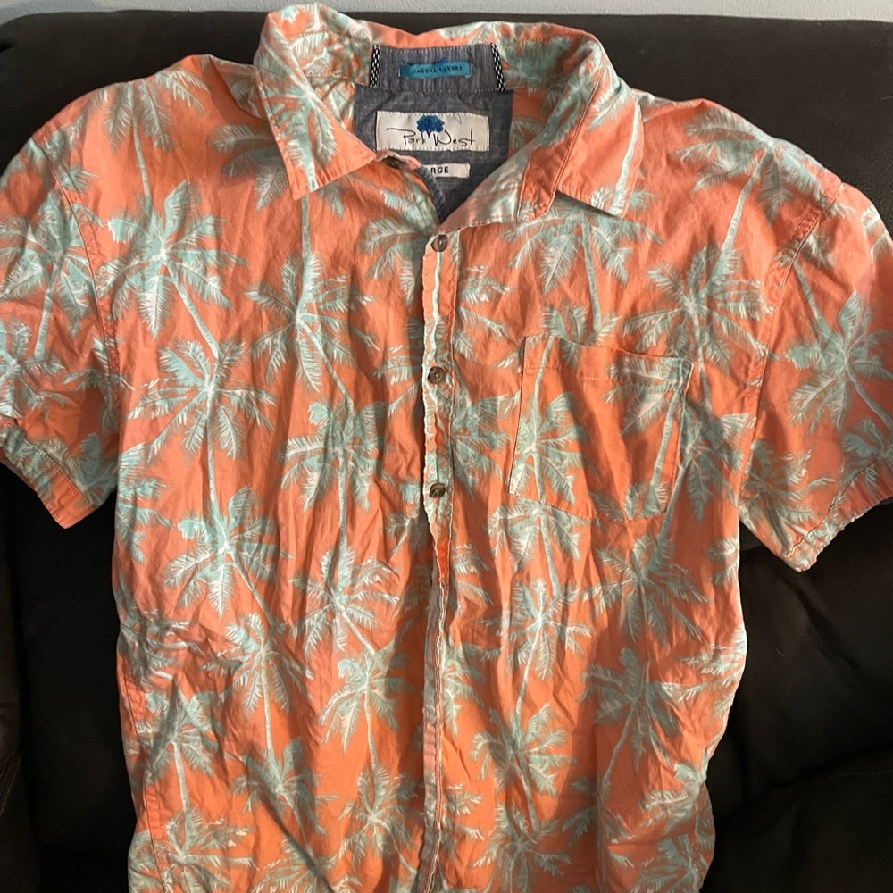 Park West men’s hawaiian shirt Orange palm trees large